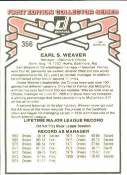 Earl Weaver  baseball card collectible - Main Image 2