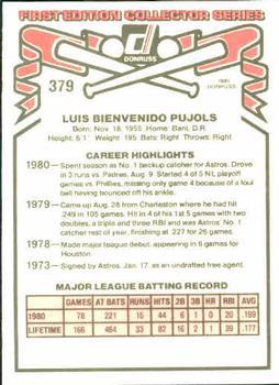 Luis Pujols  baseball card collectible - Main Image 2