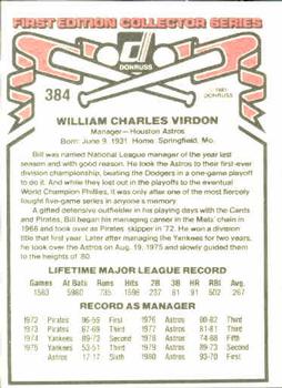 Bill Virdon  baseball card collectible - Main Image 2