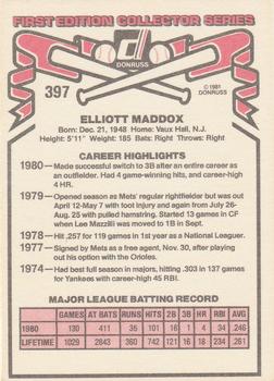 Elliott Maddox  baseball card collectible - Main Image 2