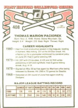 Tom Paciorek  baseball card collectible - Main Image 2