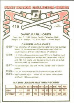 Dave Lopes  baseball card collectible - Main Image 2