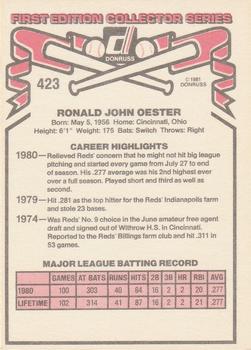 Ron Oester  baseball card collectible - Main Image 2