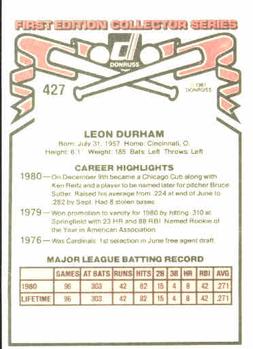 Leon Durham  baseball card collectible - Main Image 2