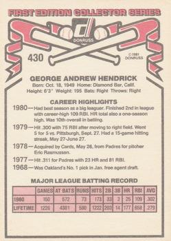 George Hendrick  baseball card collectible - Main Image 2
