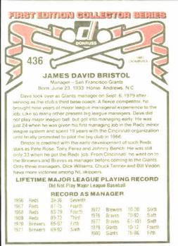 Dave Bristol  baseball card collectible - Main Image 2