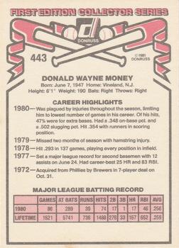 Don Money  baseball card collectible - Main Image 2