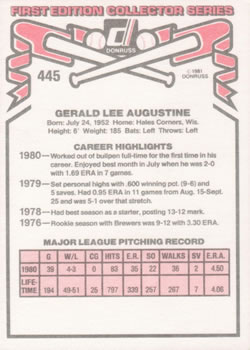 Jerry Augustine  baseball card collectible - Main Image 2