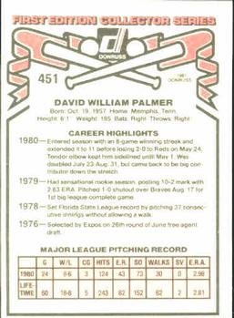 Dave Palmer  baseball card collectible - Main Image 2