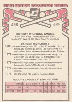 Dwight Evans  baseball card collectible - Main Image 2