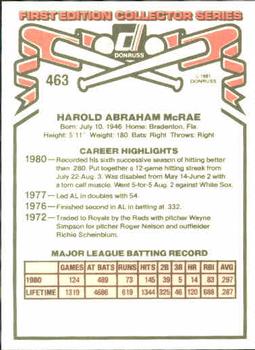 Hal McRae  baseball card collectible - Main Image 2