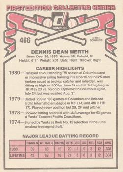 Dennis Werth  baseball card collectible - Main Image 2