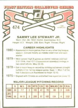 Sammy Stewart  baseball card collectible - Main Image 2