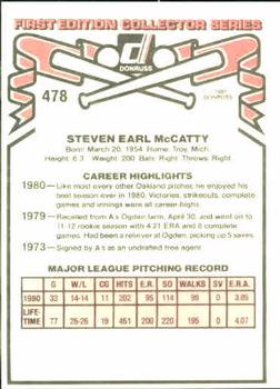 Steve McCatty  baseball card collectible - Main Image 2