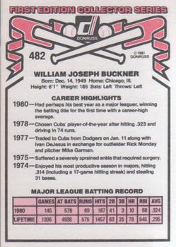 Bill Buckner  baseball card collectible - Main Image 2