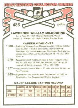 Larry Milbourne  baseball card collectible - Main Image 2
