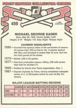 Mike Sadek  baseball card collectible - Main Image 2
