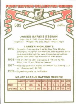 Jim Essian  baseball card collectible - Main Image 2
