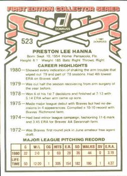 Preston Hanna  baseball card collectible - Main Image 2