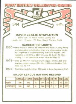 Dave Stapleton  baseball card collectible - Main Image 2