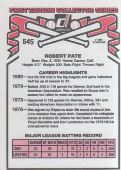 Bob Pate  baseball card collectible - Main Image 2