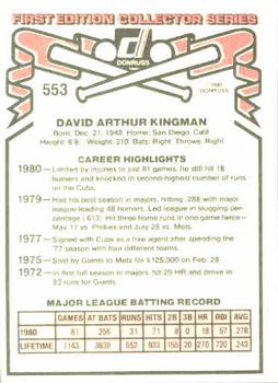 Dave Kingman  baseball card collectible - Main Image 2
