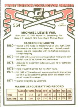 Mike Vail  baseball card collectible - Main Image 2