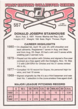Don Stanhouse  baseball card collectible - Main Image 2