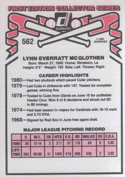 Lynn McGlothen  baseball card collectible - Main Image 2