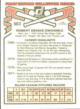 Bob Owchinko  baseball card collectible - Main Image 2