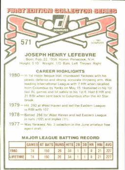Joe Lefebvre  baseball card collectible - Main Image 2