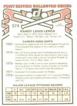 Randy Lerch  baseball card collectible - Main Image 2