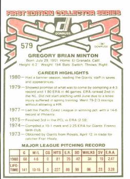 Greg Minton  baseball card collectible - Main Image 2