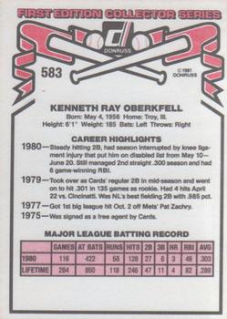 Ken Oberkfell  baseball card collectible - Main Image 2