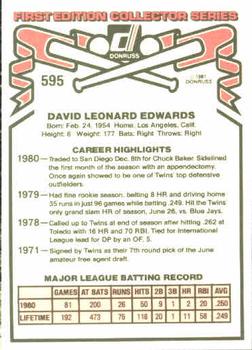 Dave Edwards  baseball card collectible - Main Image 2
