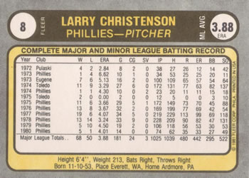 Larry Christenson  baseball card collectible - Main Image 2