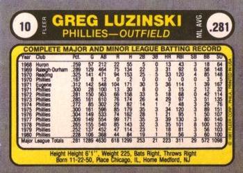 Greg Luzinski  baseball card collectible - Main Image 2