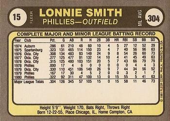 Lonnie Smith  baseball card collectible - Main Image 2