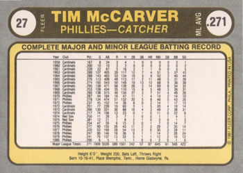 Tim McCarver  baseball card collectible - Main Image 2