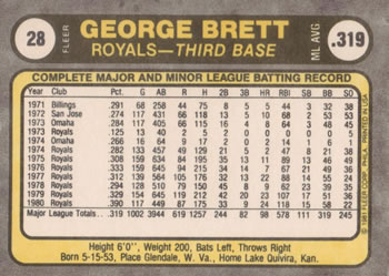 George Brett  baseball card collectible - Main Image 2