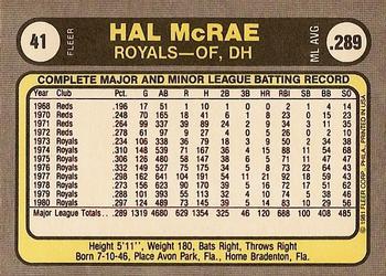 Hal McRae  baseball card collectible - Main Image 2