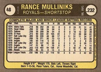 Rance Mulliniks  baseball card collectible - Main Image 2