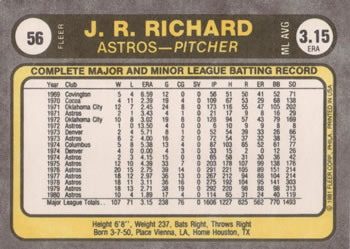 J.R. Richard  baseball card collectible - Main Image 2