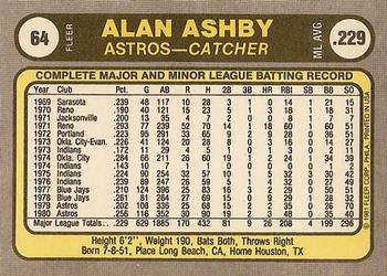 Alan Ashby  baseball card collectible - Main Image 2