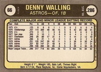 Denny Walling  baseball card collectible - Main Image 2