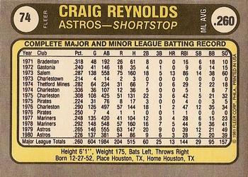 Craig Reynolds  baseball card collectible - Main Image 2