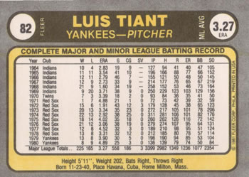 Luis Tiant  baseball card collectible - Main Image 2