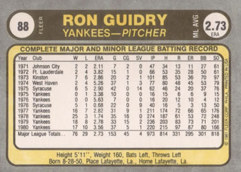 Ron Guidry  baseball card collectible - Main Image 2