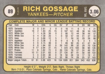 Rich Gossage  baseball card collectible - Main Image 2