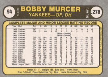 Bobby Murcer  baseball card collectible - Main Image 2